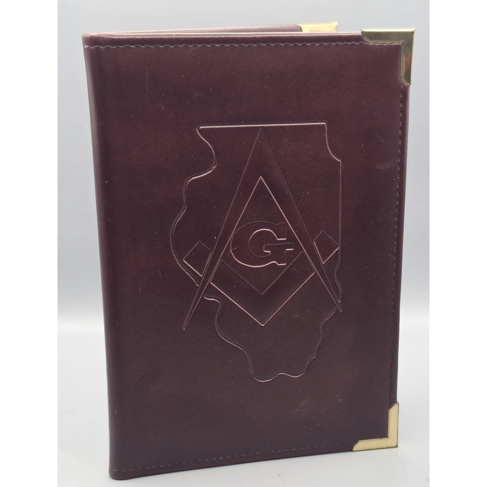 Masonic Freemason Book Cover Portfolio Illinois Square Compass G Burgundy